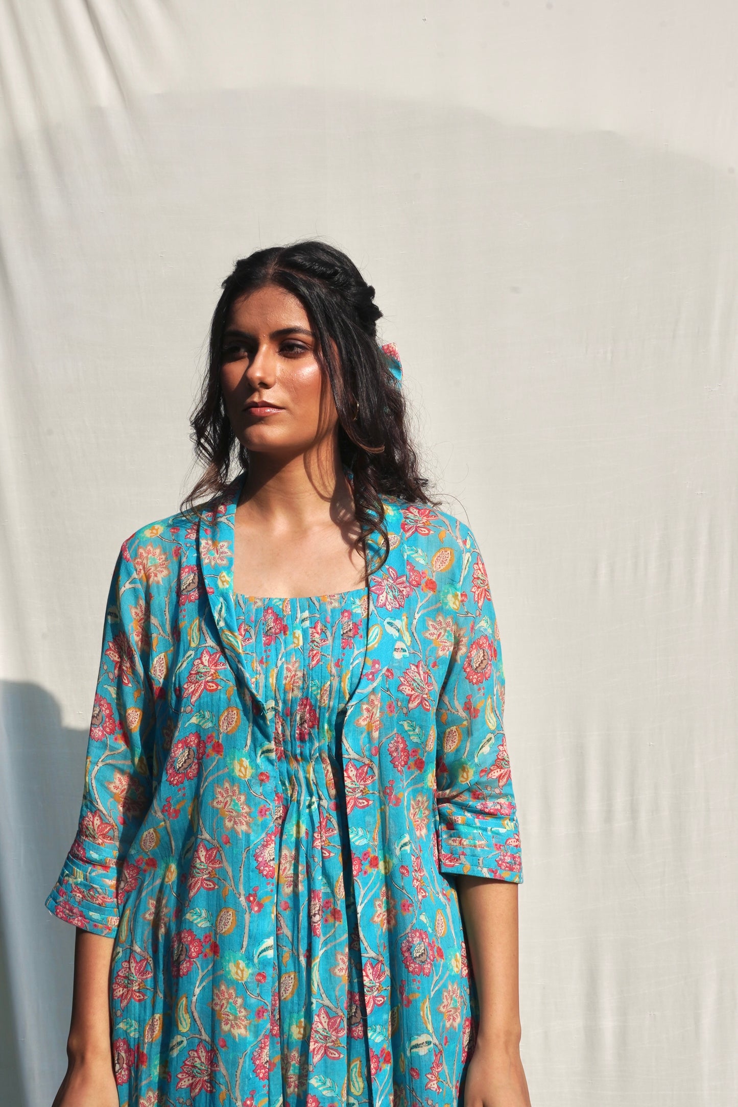 Blue Printed Mul Dress