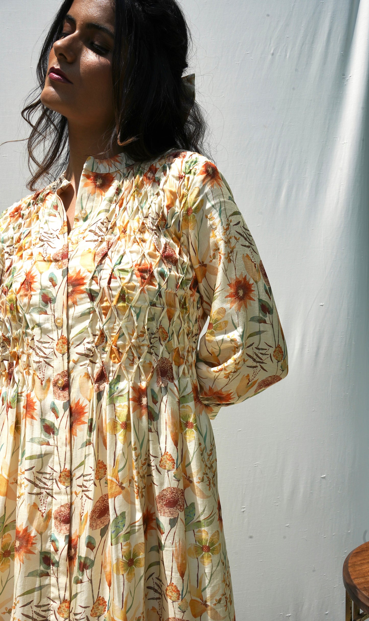 Beige Printed Summer Dress