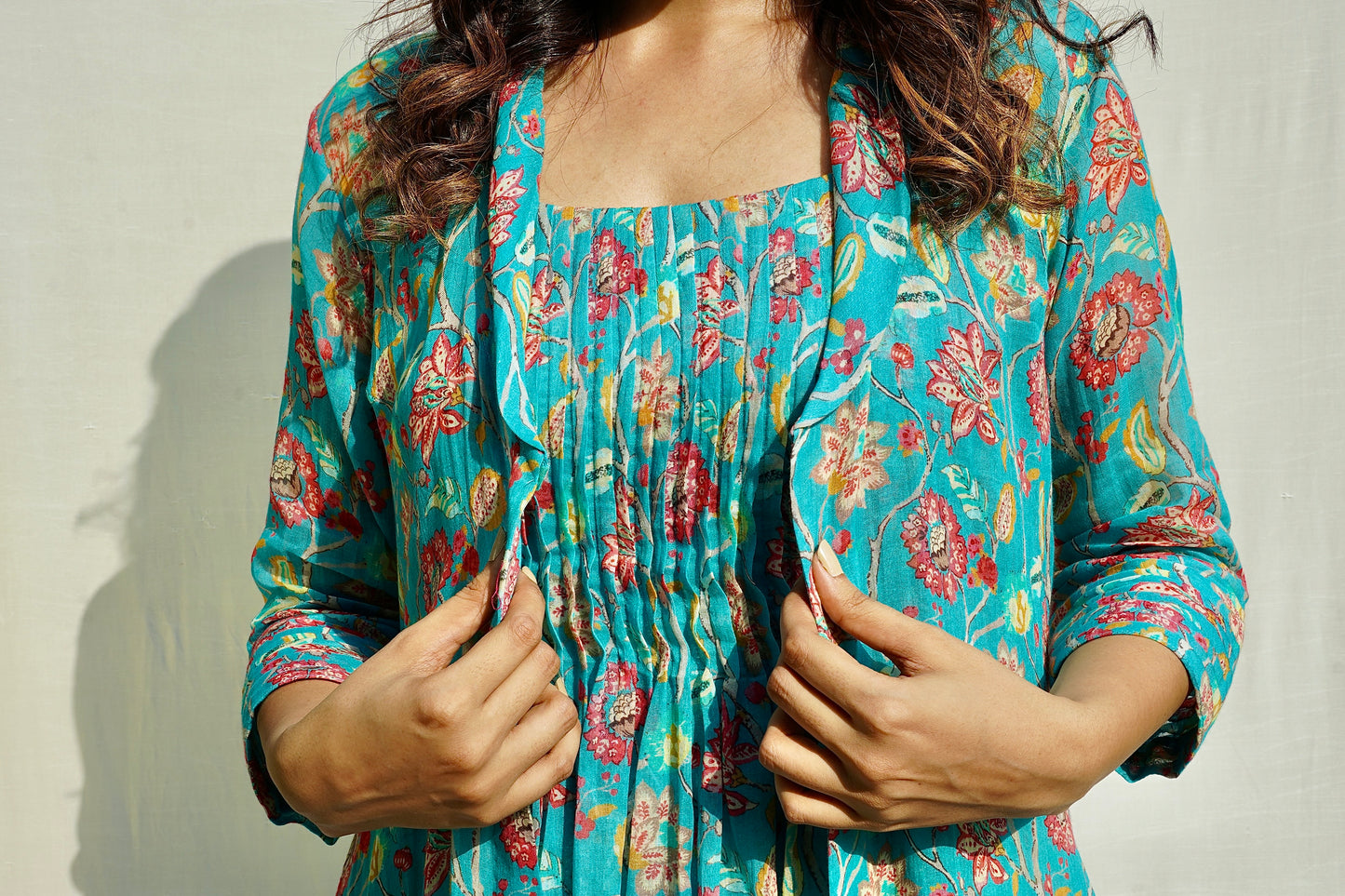 Blue Printed Mul Dress