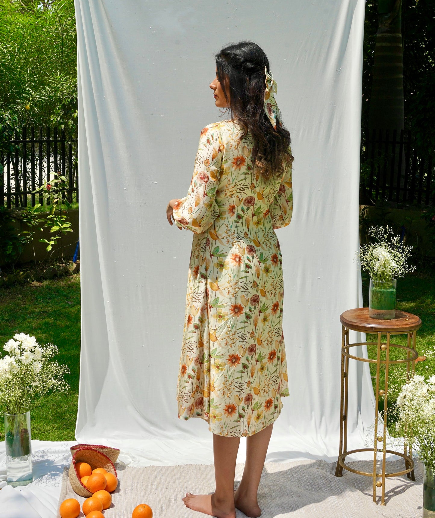 Beige Printed Summer Dress