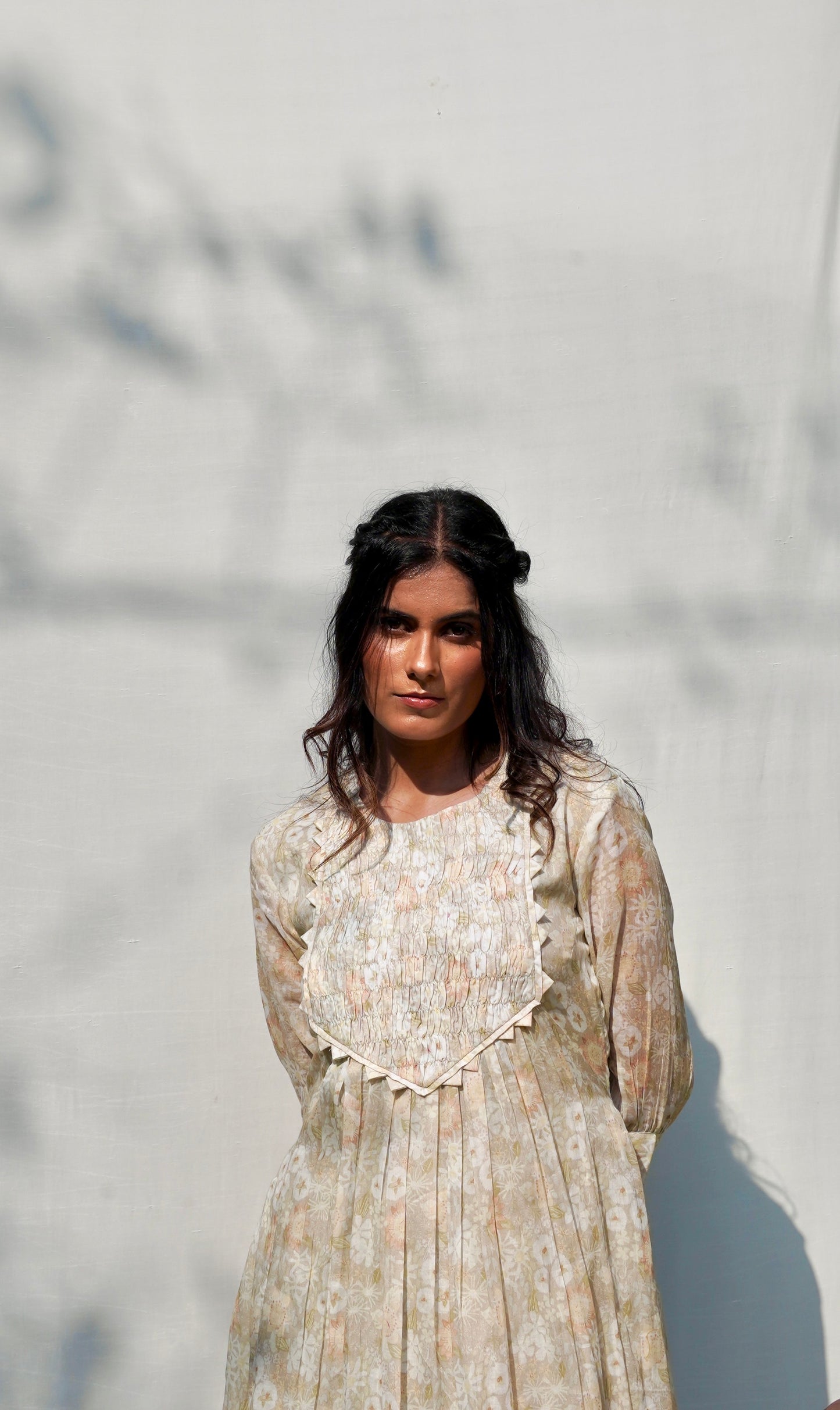Light Brown Printed Mul Dress