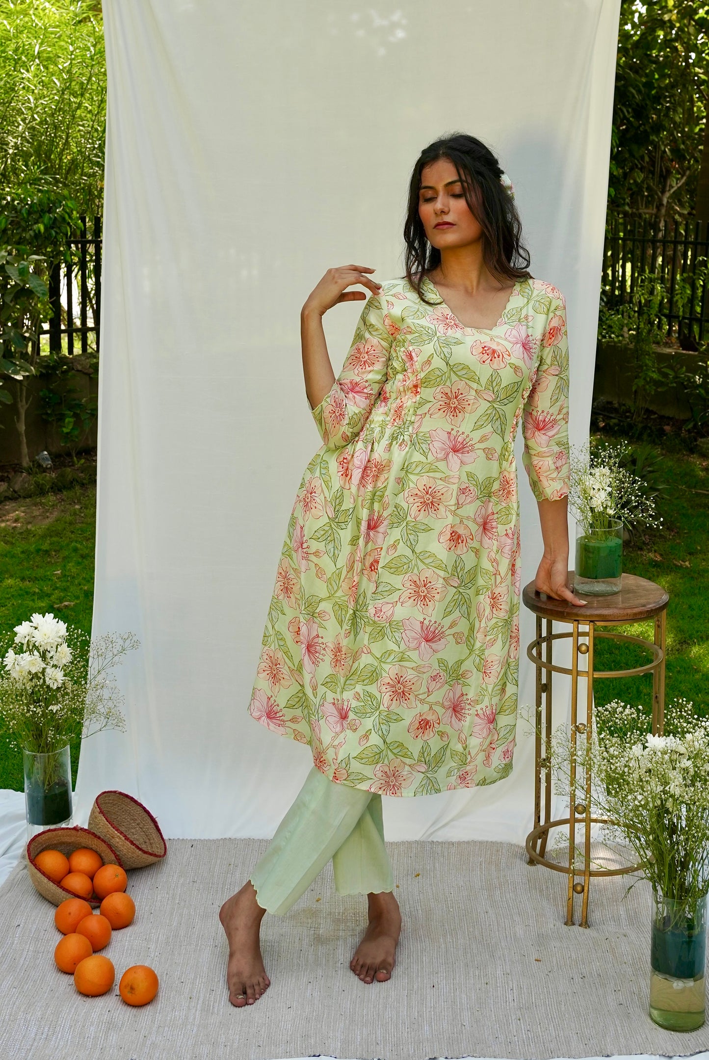 Mint Printed Top Pant Set