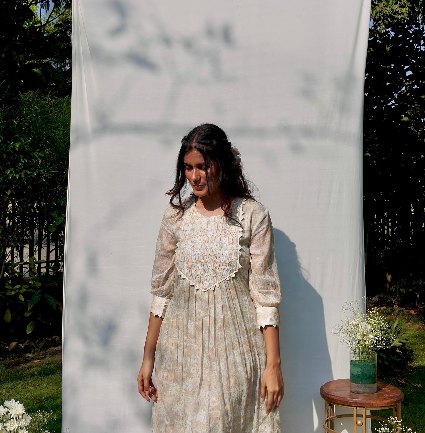 Light Brown Printed Mul Dress