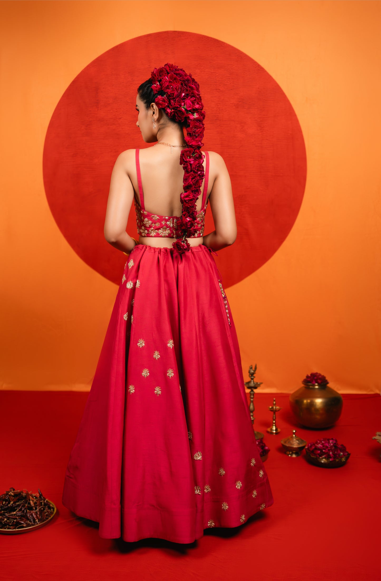 Pink Embroidered Lehenga Set