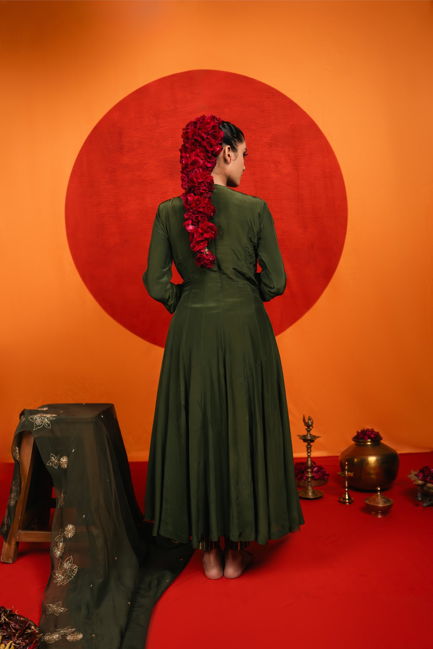 Juniper Green Anarkali Set