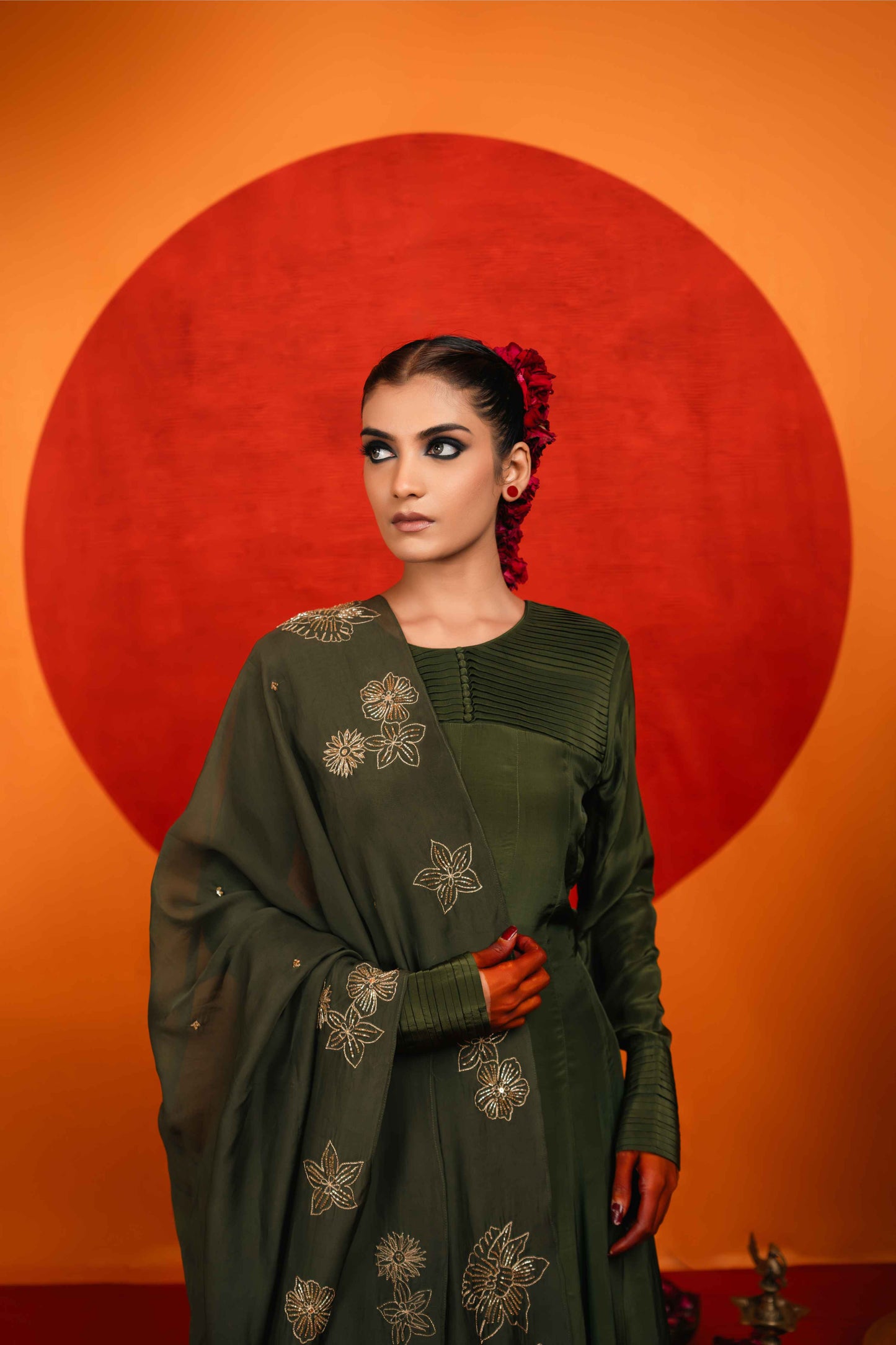 Juniper Green Anarkali Set