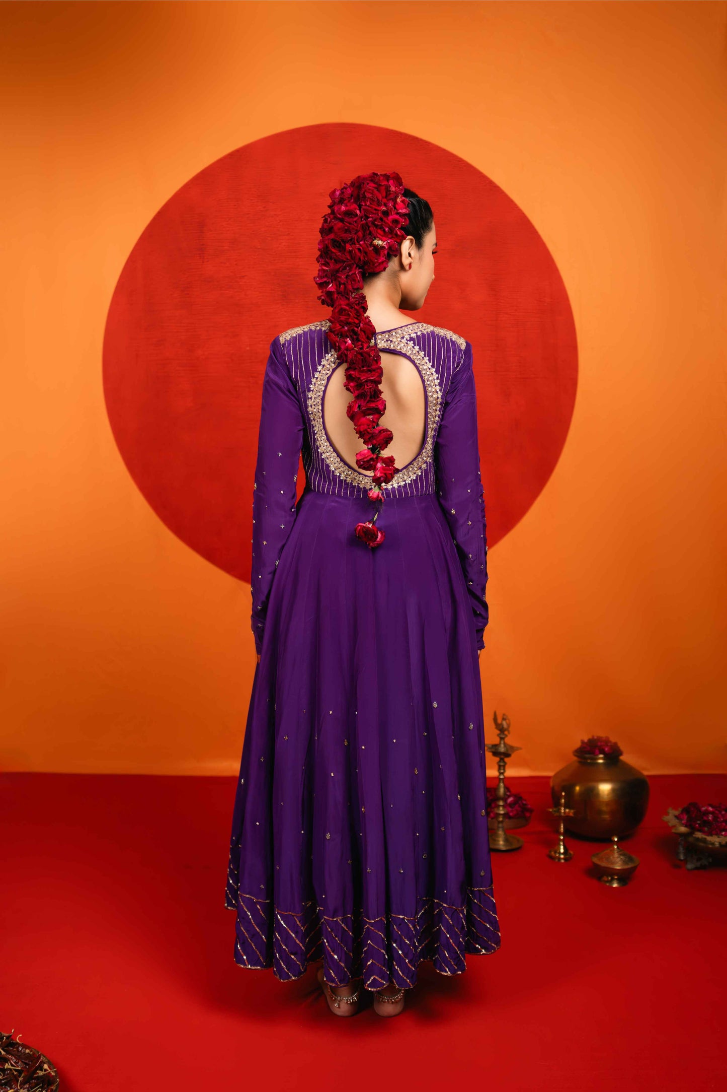 English Purple Anarkali Set