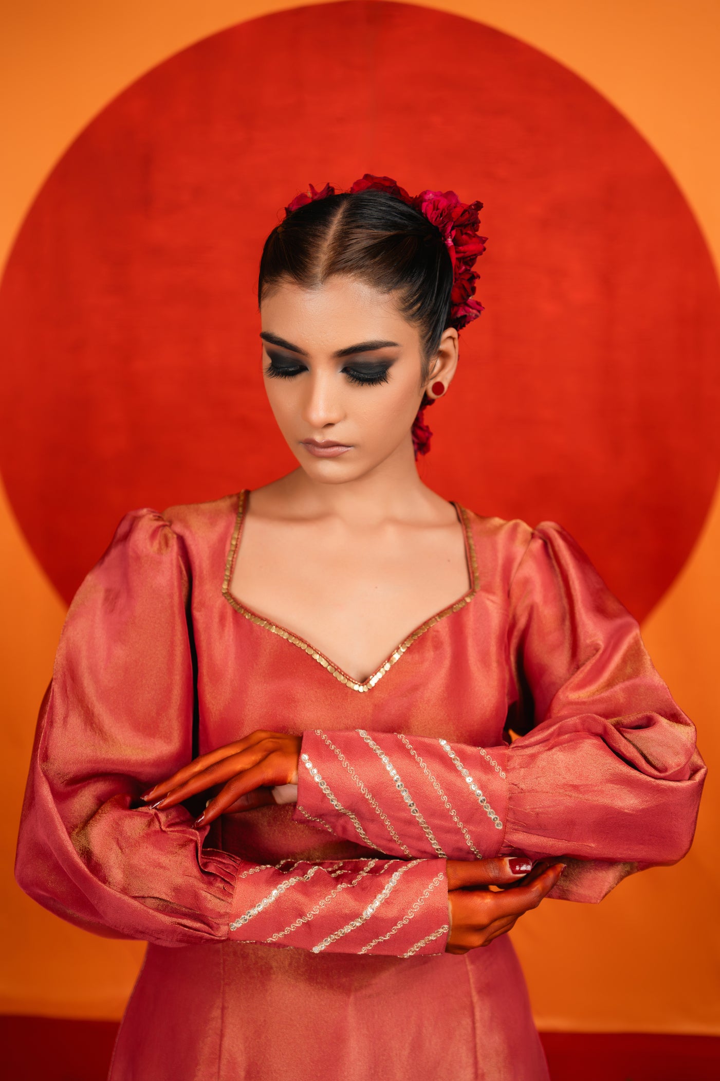 Brick Red A-line Dress Set