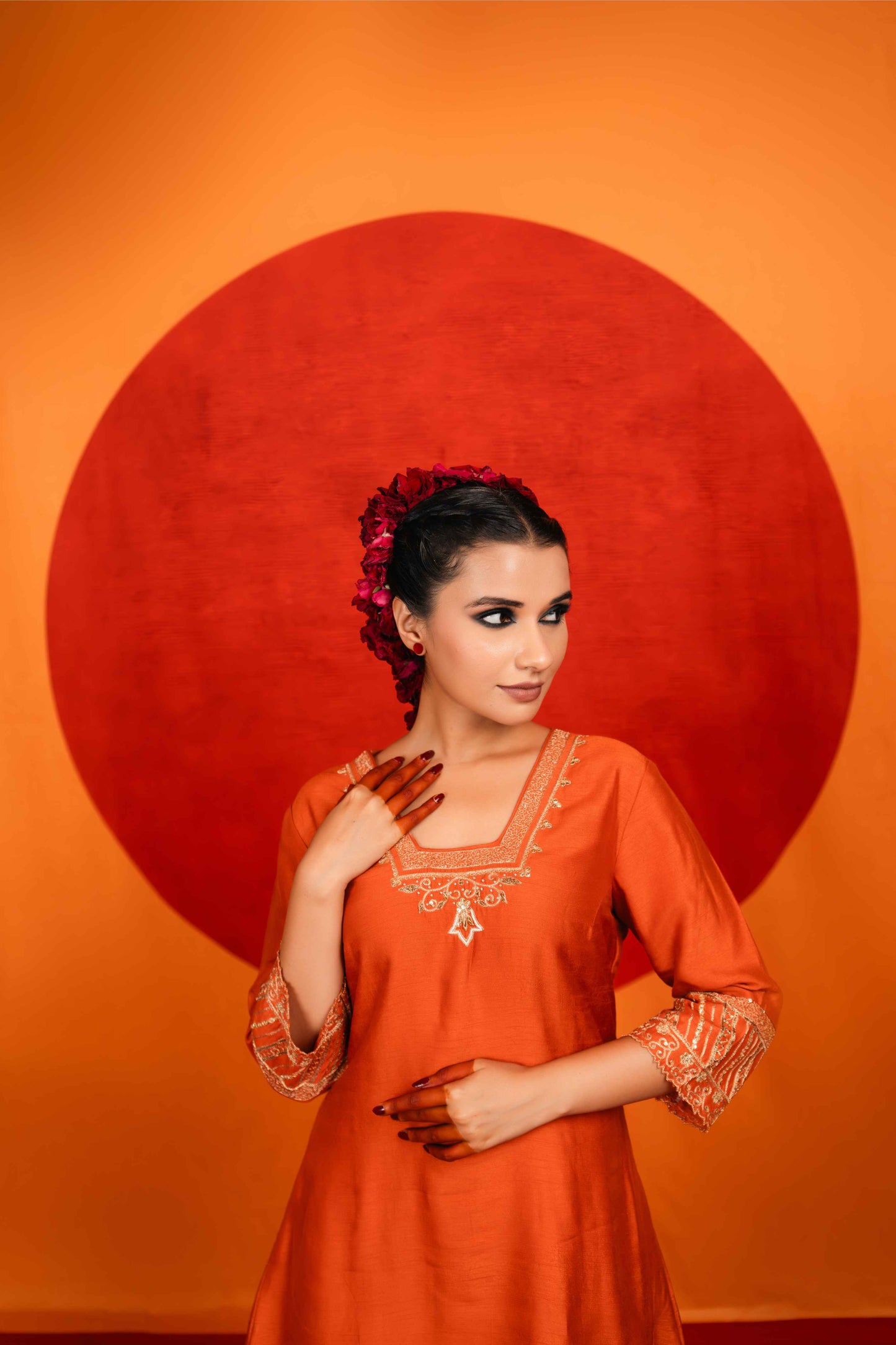 Rust Orange Kurta Palazzo Set