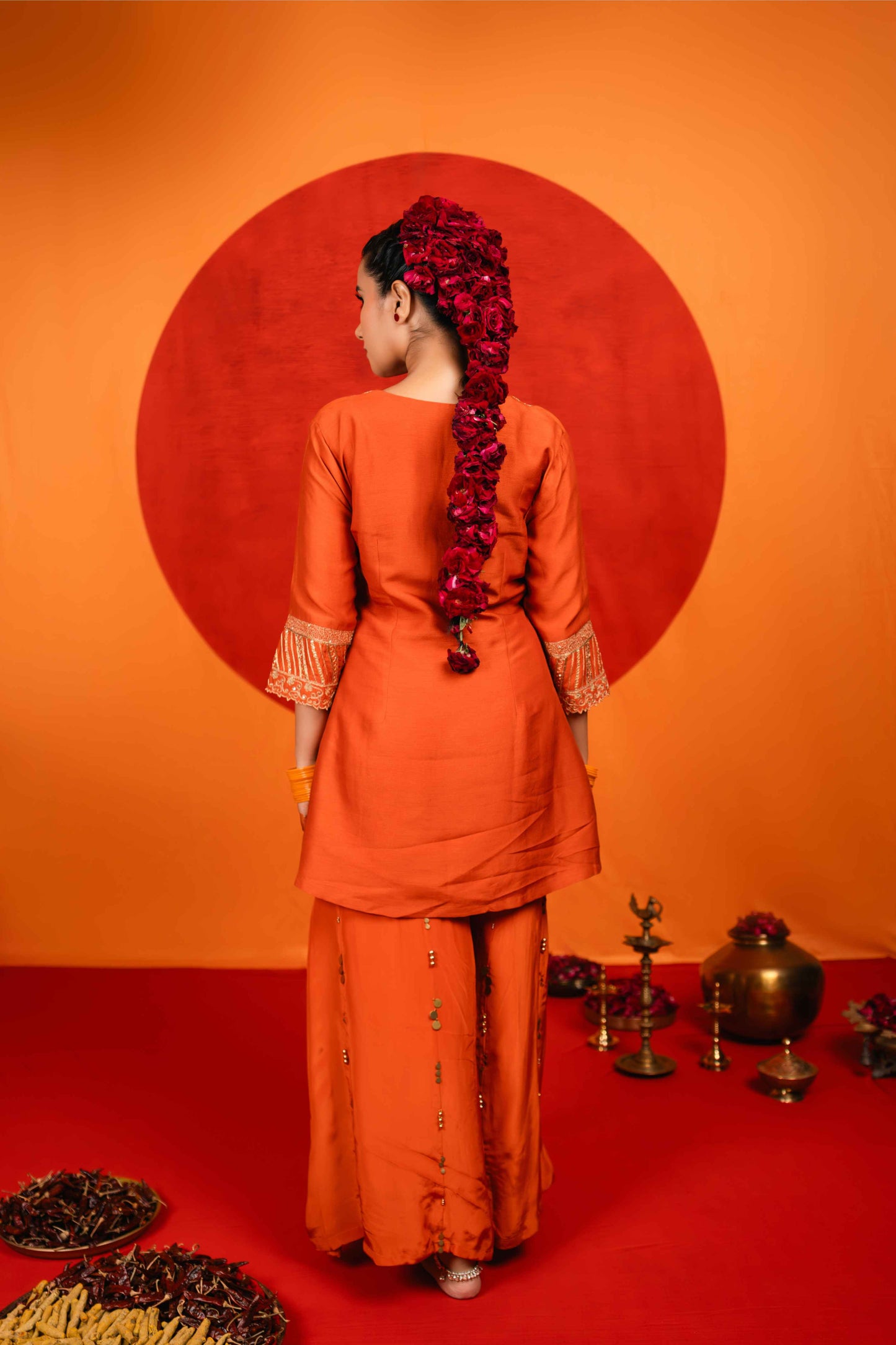 Rust Orange Kurta Palazzo Set