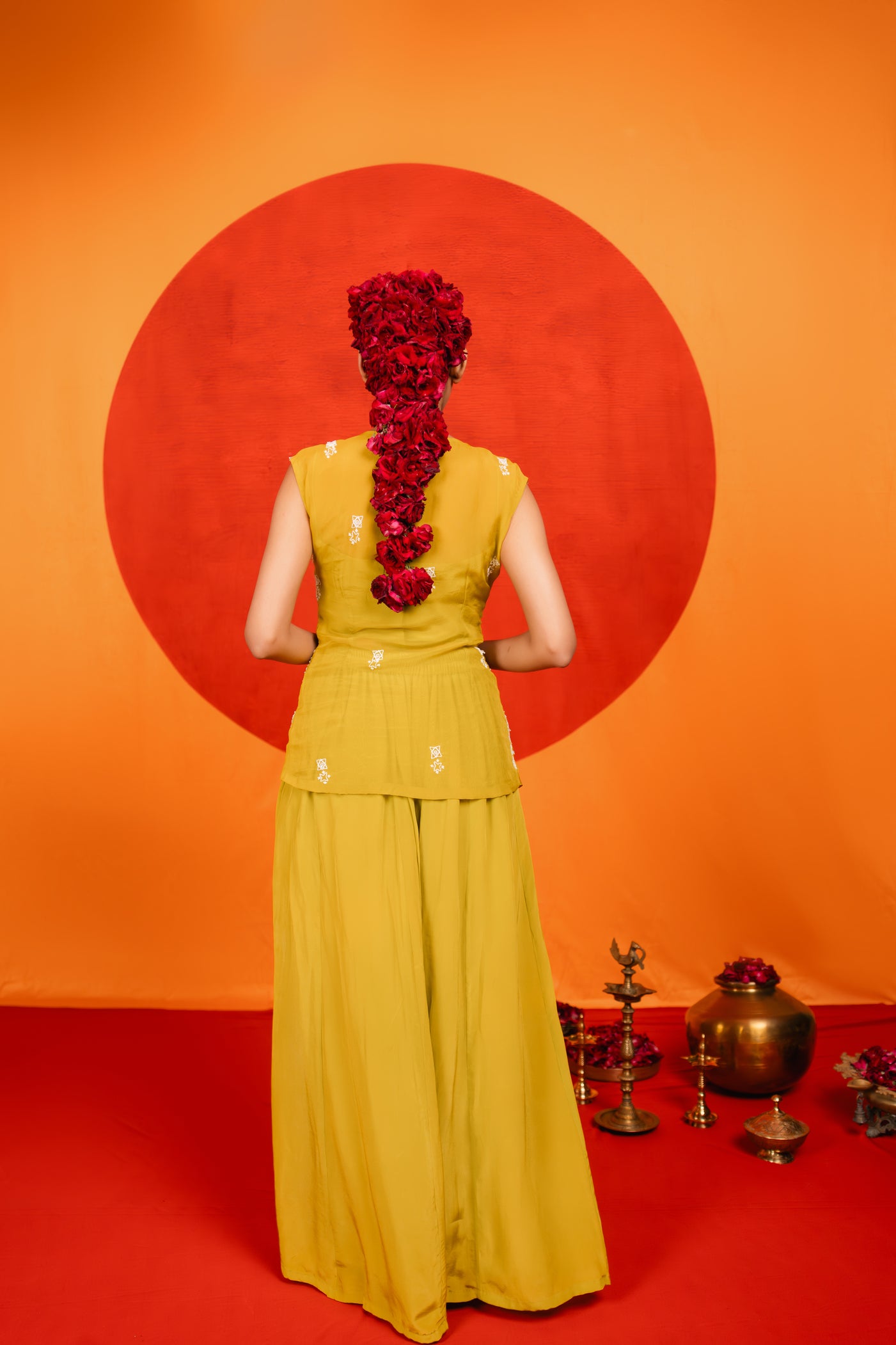 Lime Green Three Piece Indo Western Set