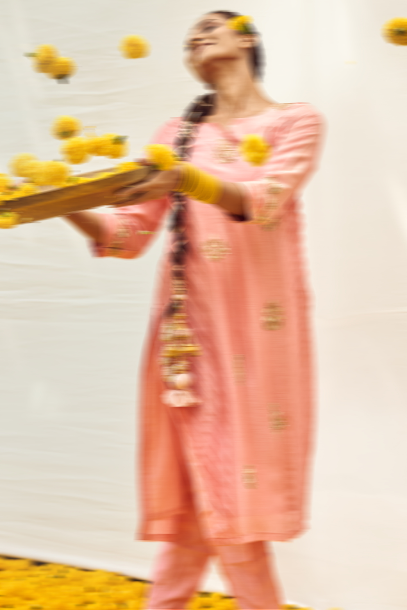 Peach Hand Embellished Kurta set