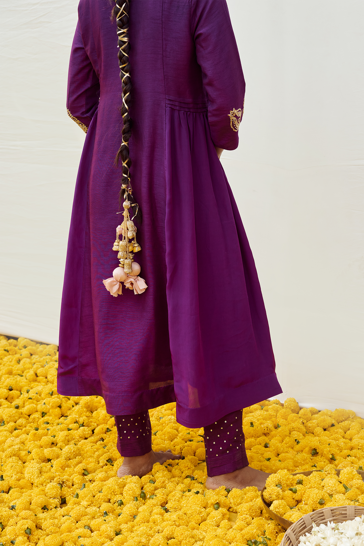 Mulberry Purple kurta set with hand embellished motifs
