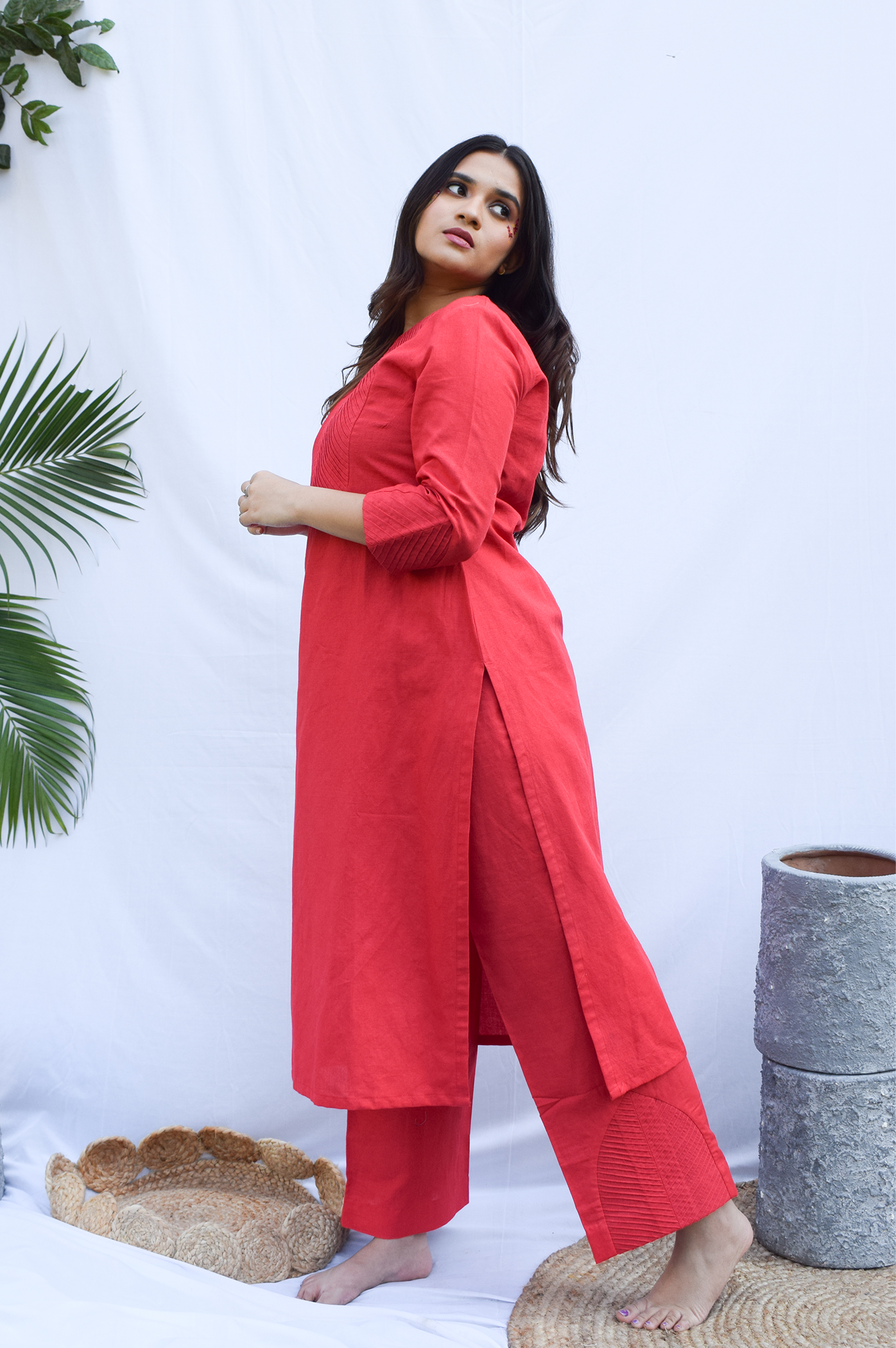 Tomato Red Kurti Set