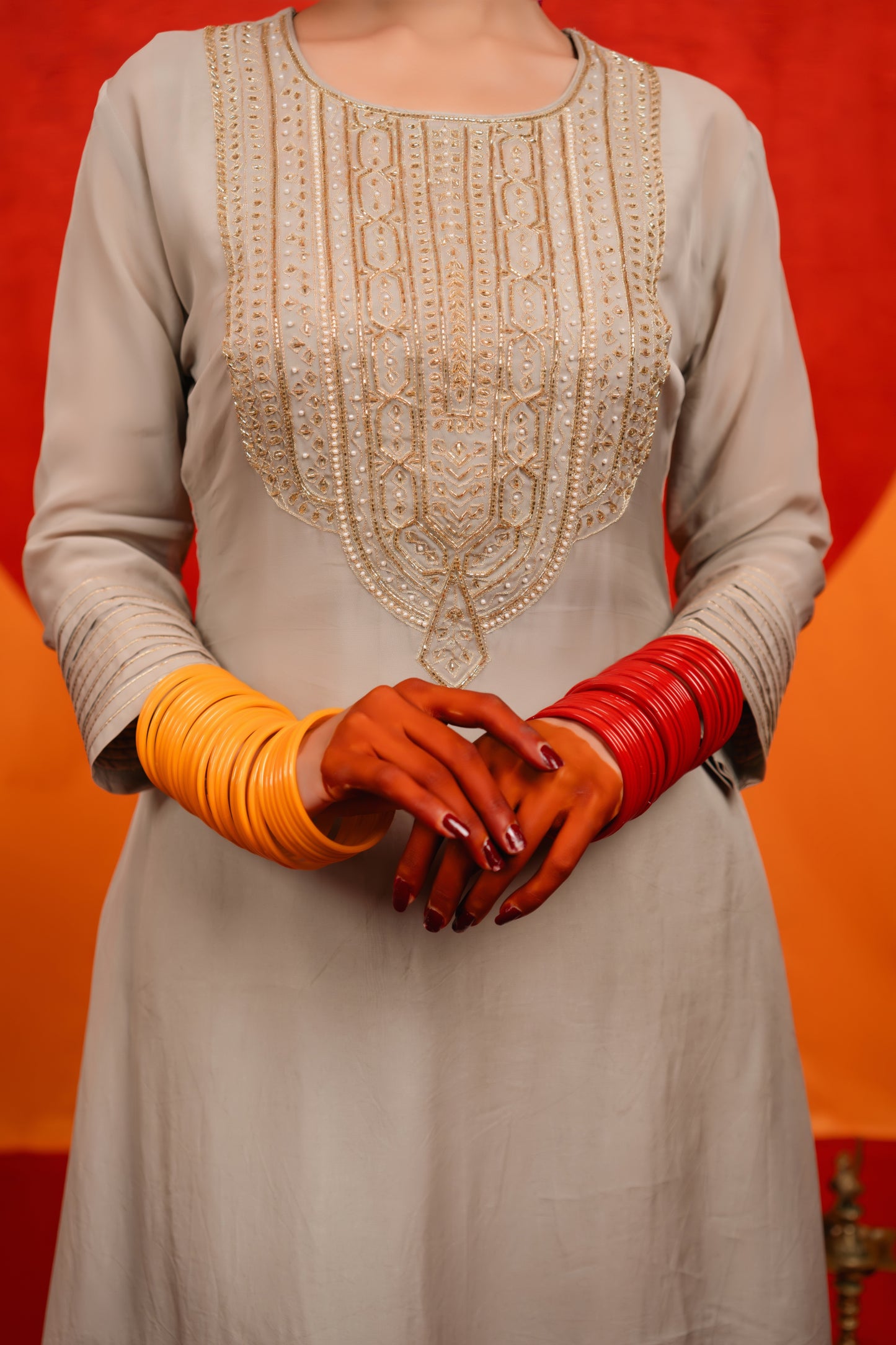 Sliver Grey A-line Kurta set