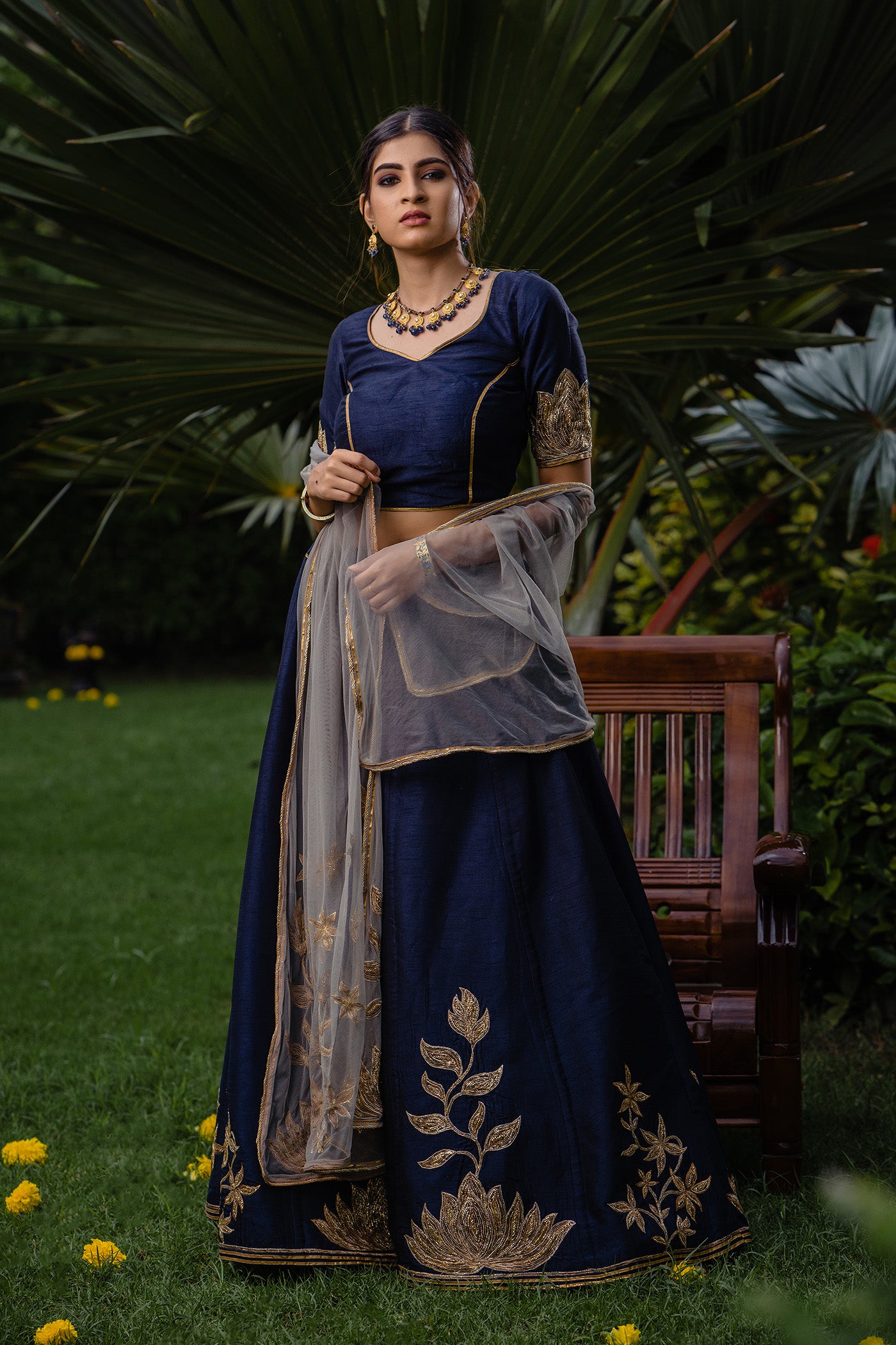 Navy Blue Lehenga Set