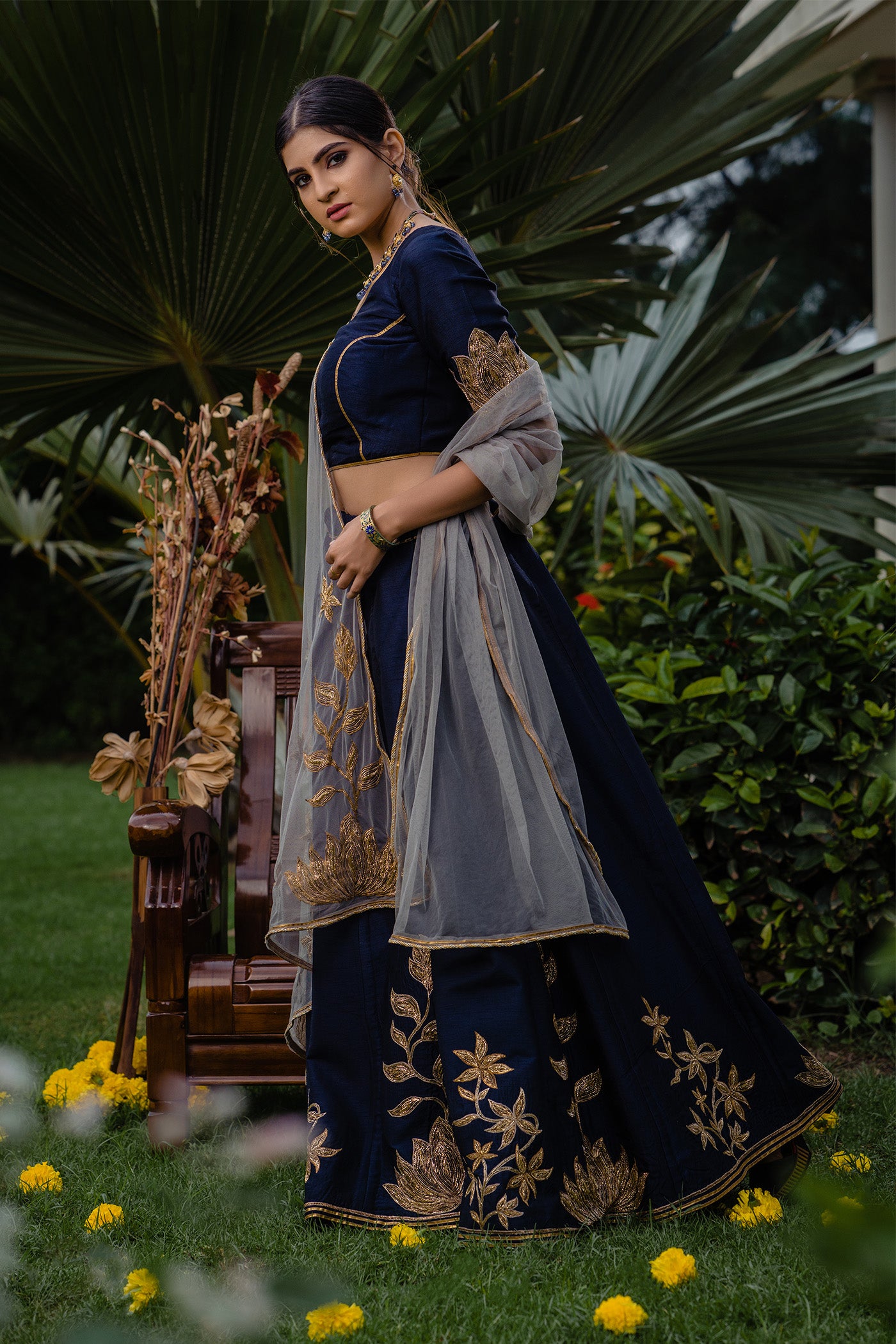 Navy Blue Lehenga Set