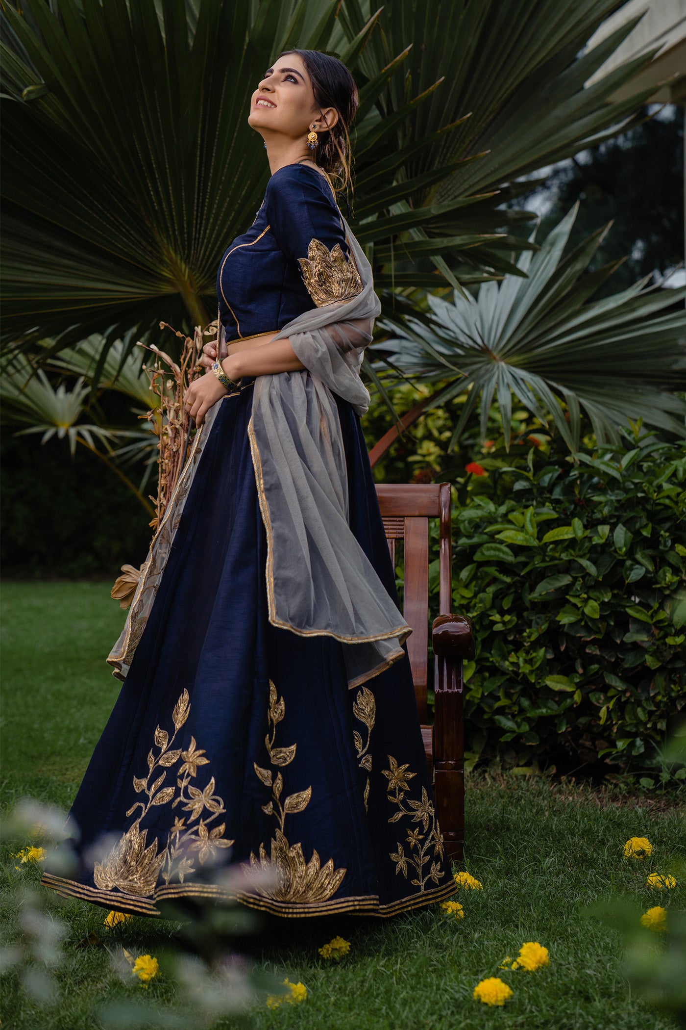 Navy Blue Lehenga Set