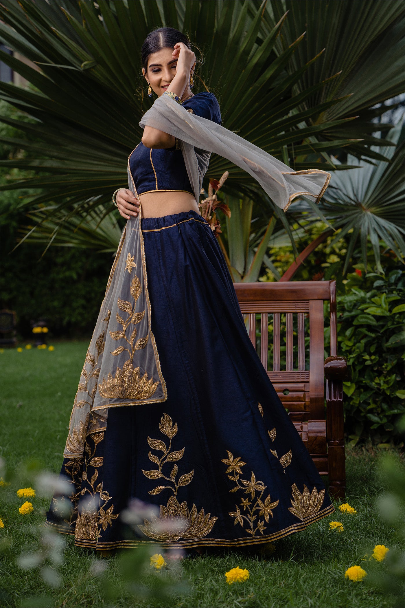 Navy Blue Lehenga Set