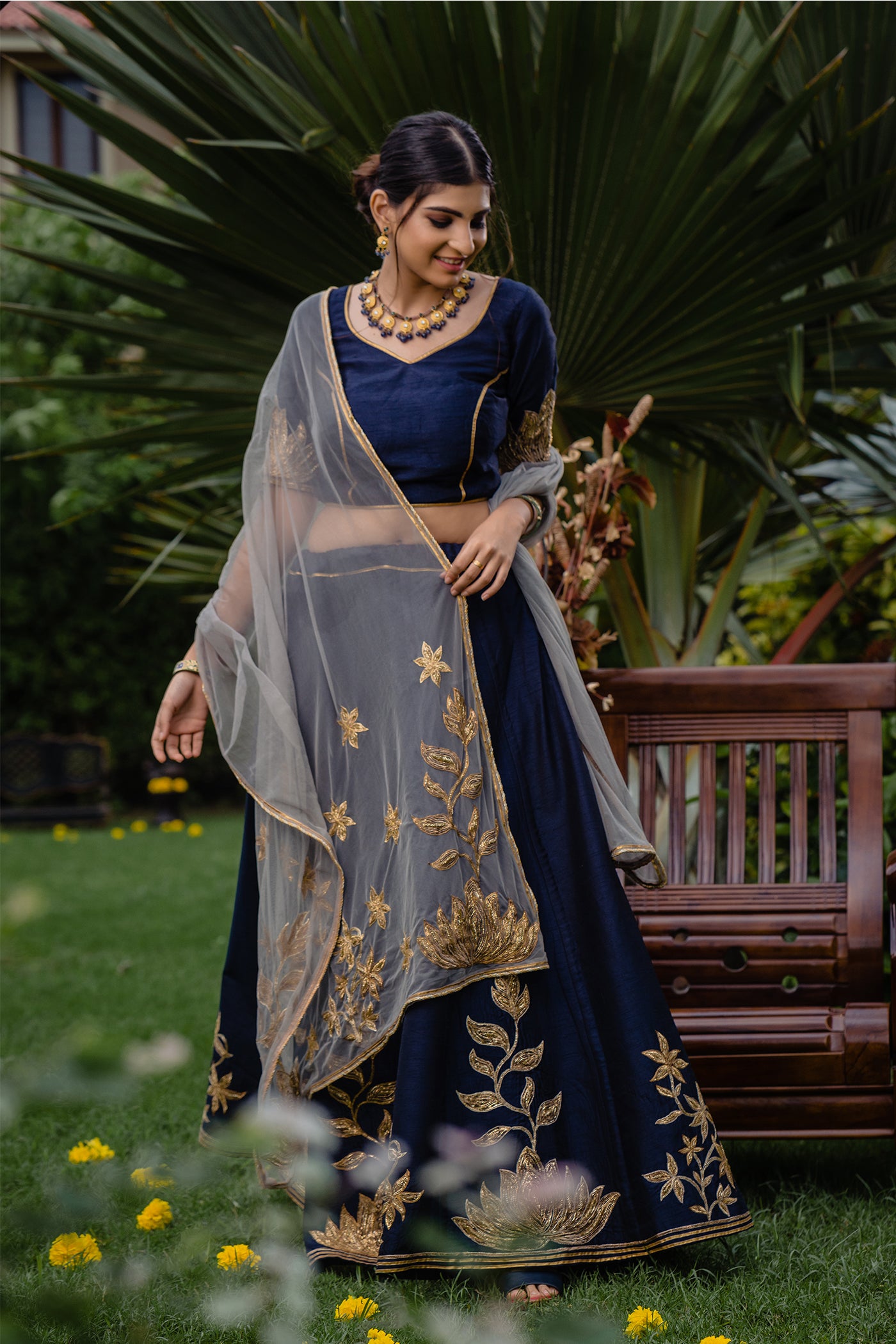 Navy Blue Lehenga Set