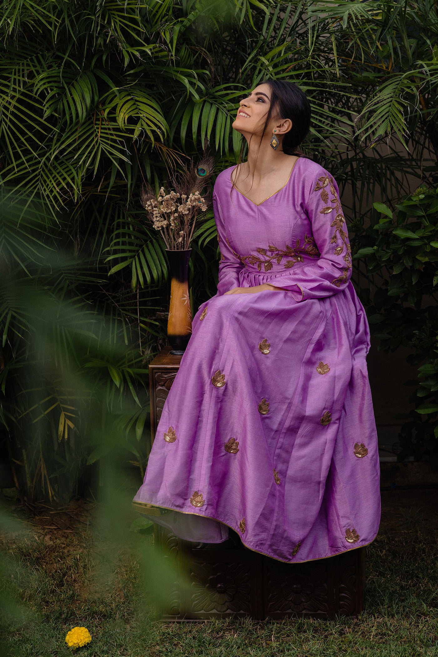 Lilac Pleated Anarkali