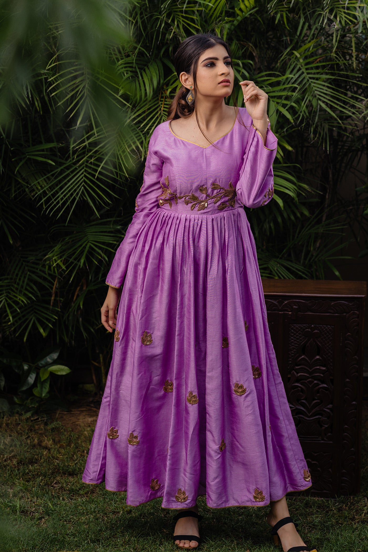 Lilac Pleated Anarkali