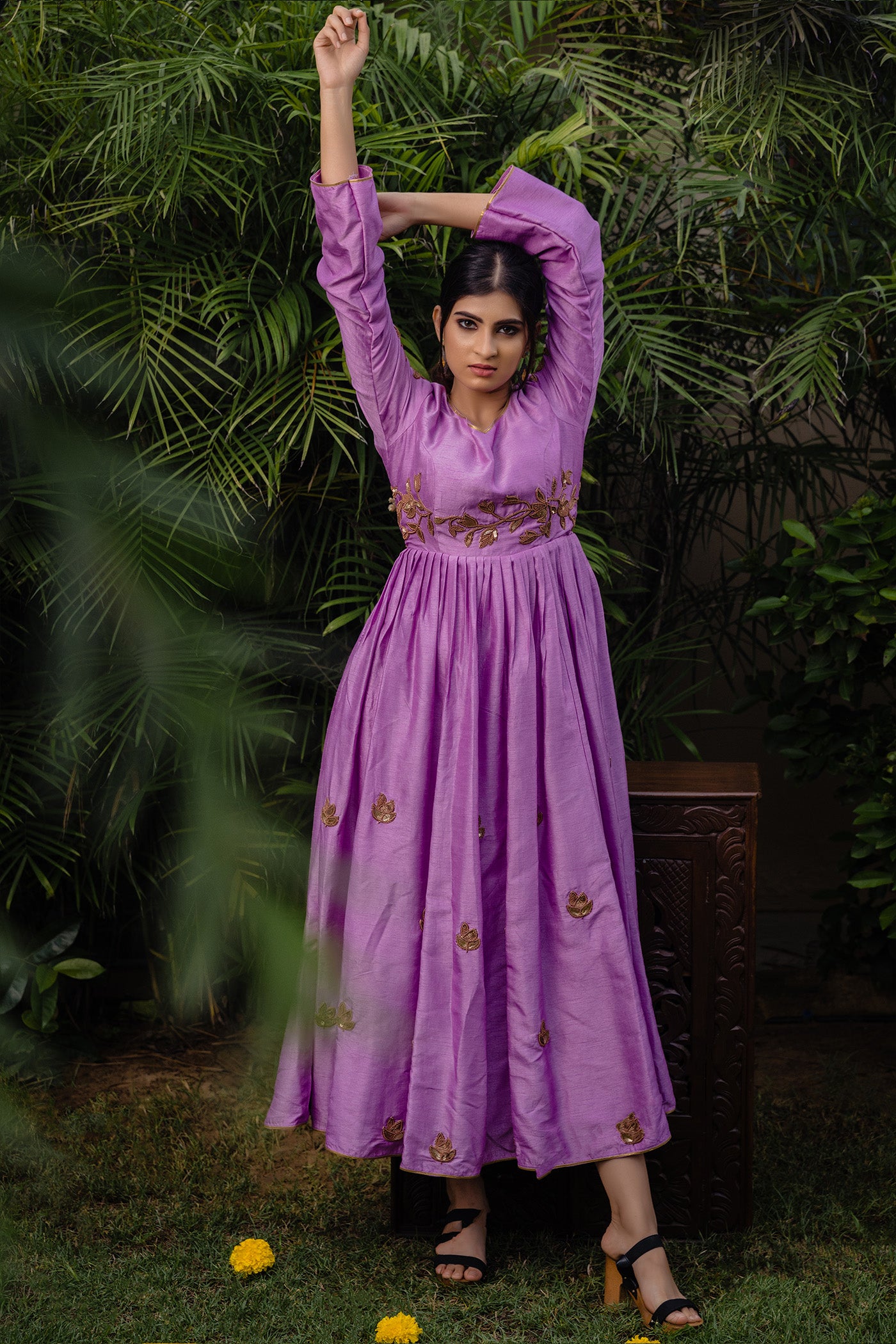 Lilac Pleated Anarkali