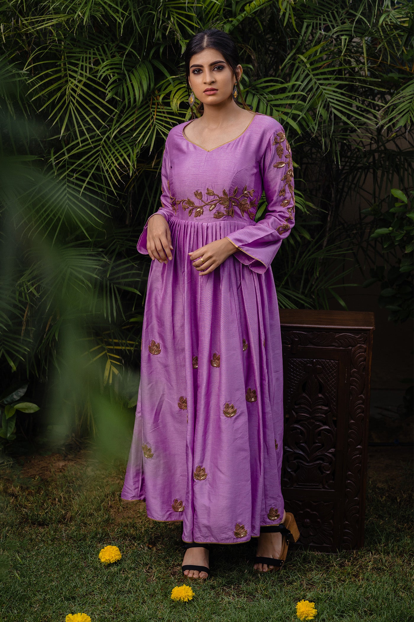 Lilac Pleated Anarkali
