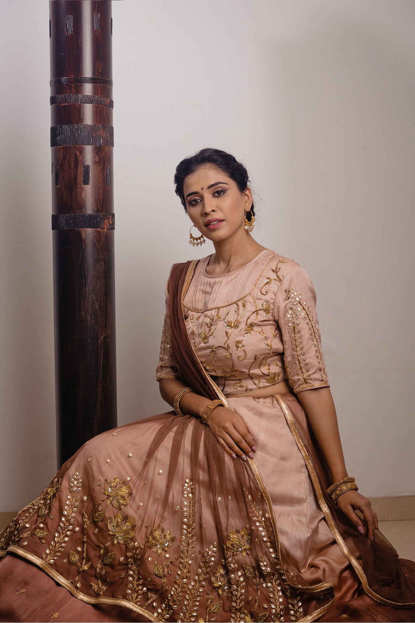 Brown Ombre Kali Lehenga set