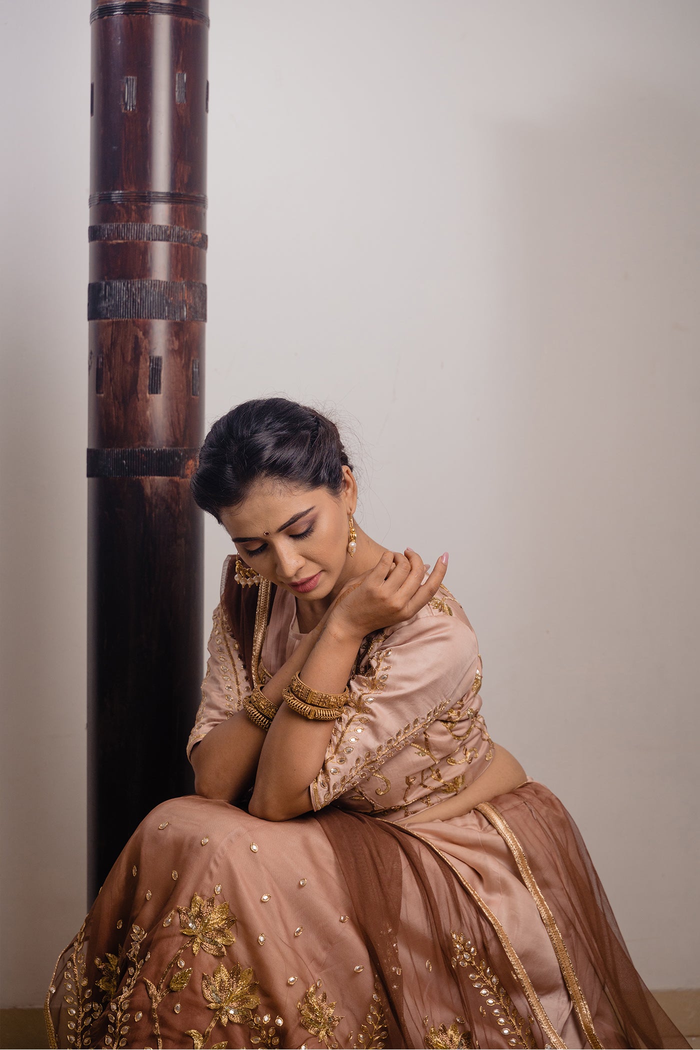 Brown Ombre Kali Lehenga set