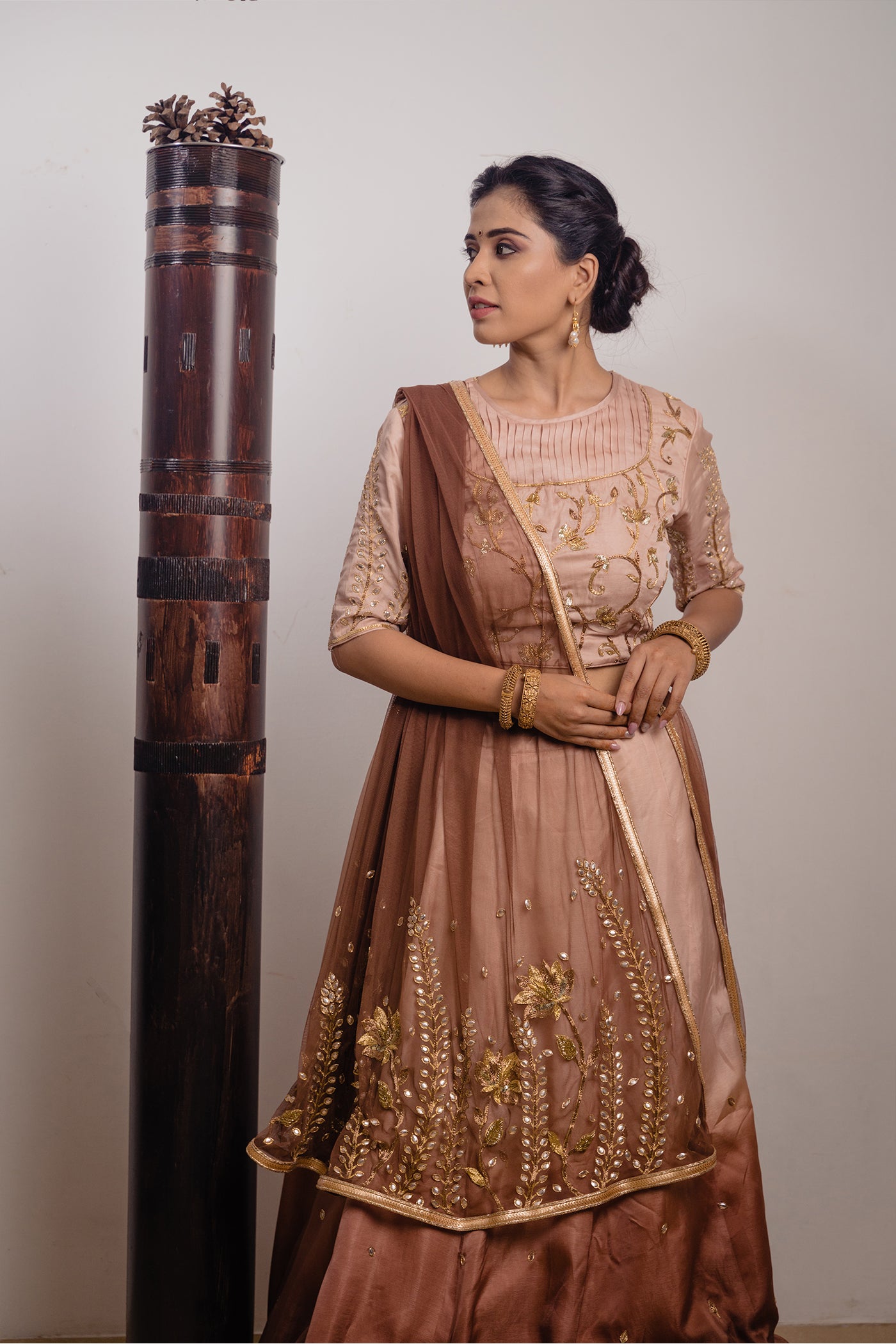 Brown Ombre Kali Lehenga set