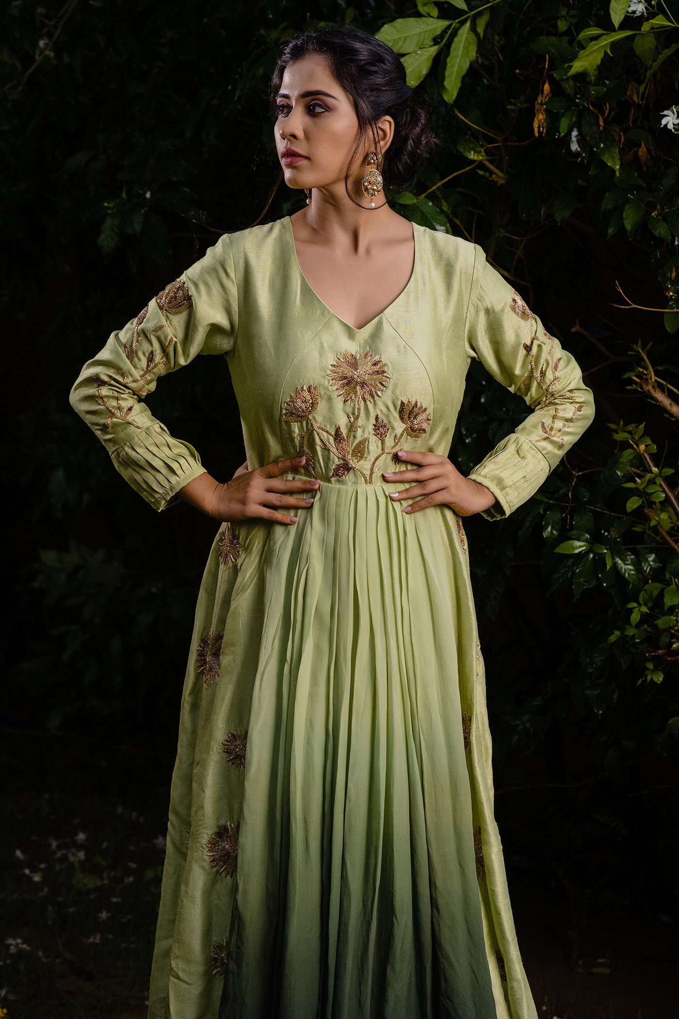Green Ombre Pleated Anarkali