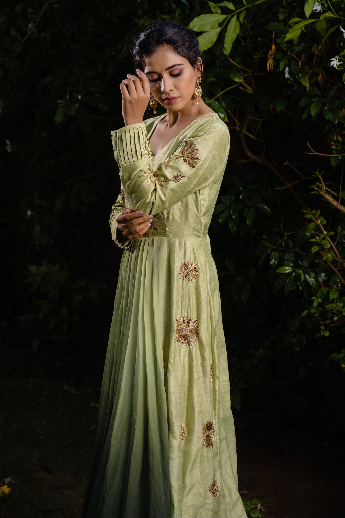 Green Ombre Pleated Anarkali