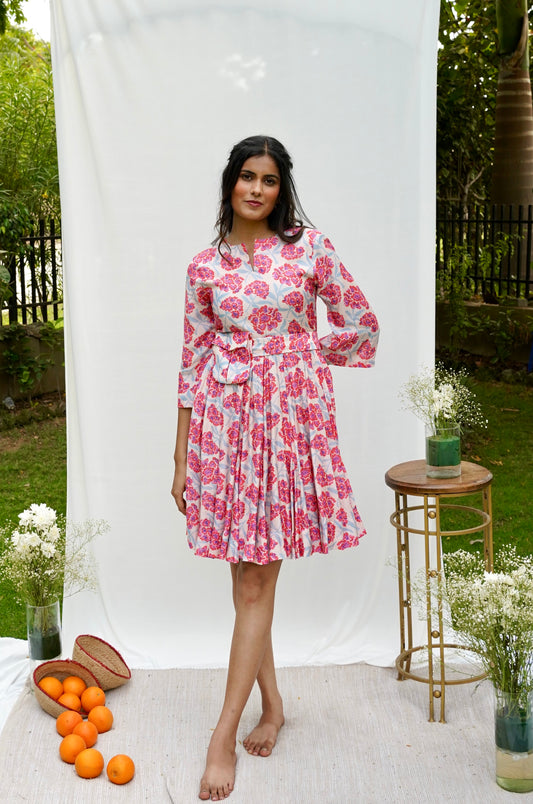 Baby pink Printed Summer Dress