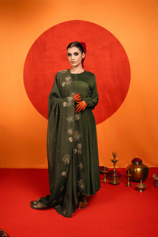 Juniper Green Anarkali Set