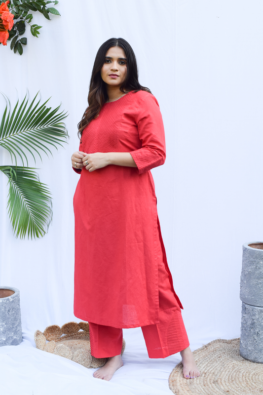 Tomato Red Kurti Set