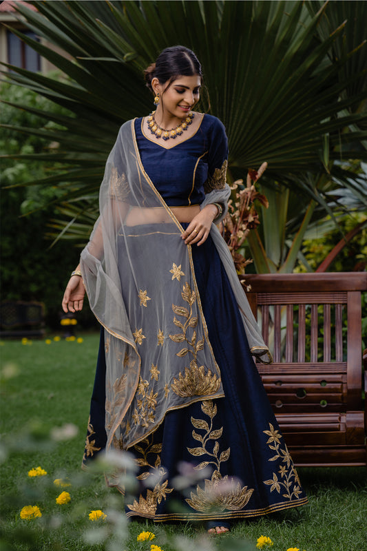 Navy Blue Lehenga Set