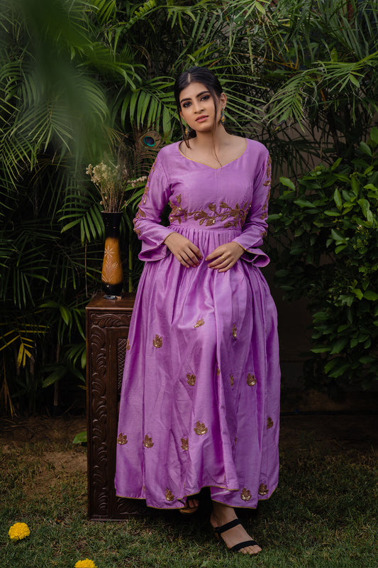 Lilac Pleated Anarkali